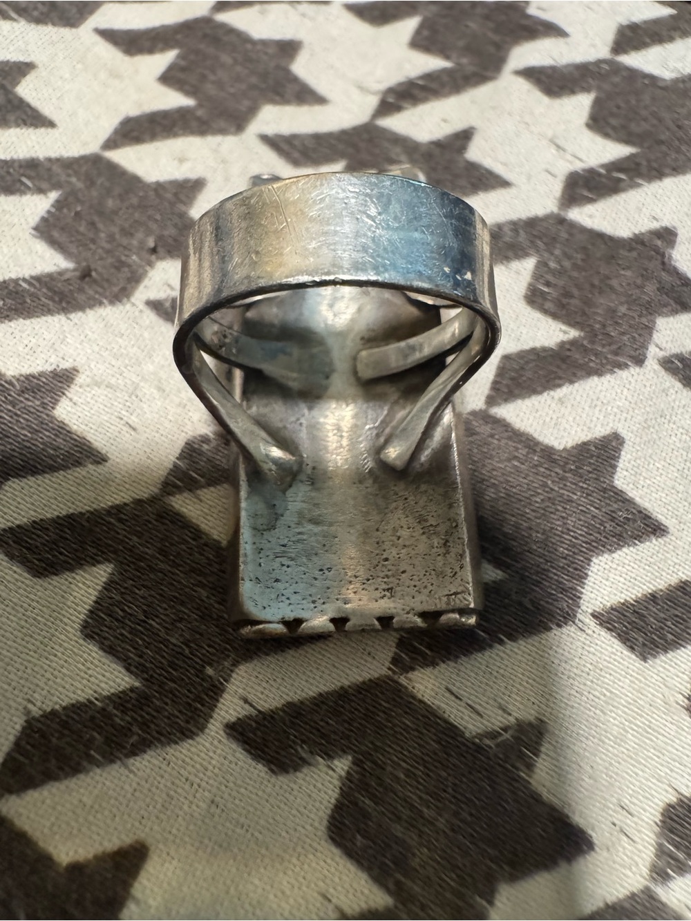 Turquoise Inlay Sterling-Style Ring size 8 - Picture 9 of 12